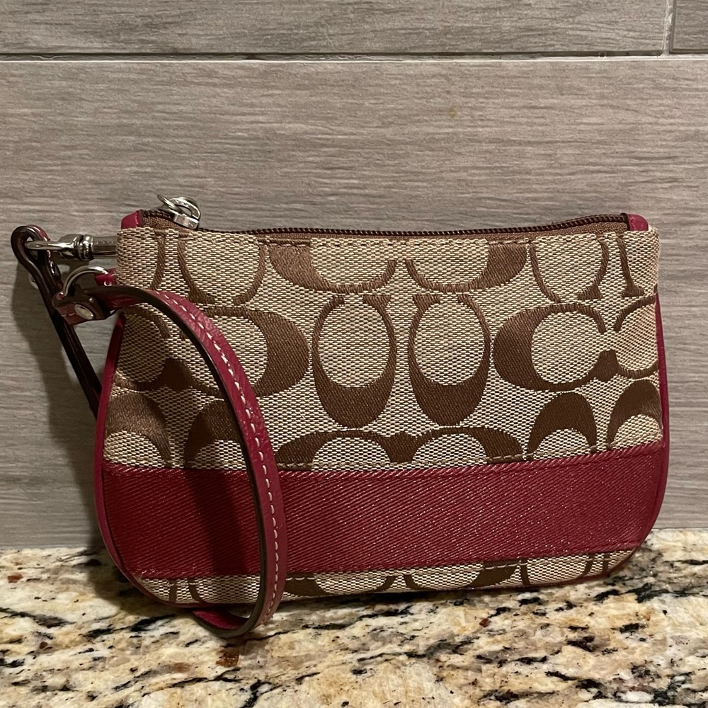 Coach Monogram Mini Clutch Wristlet